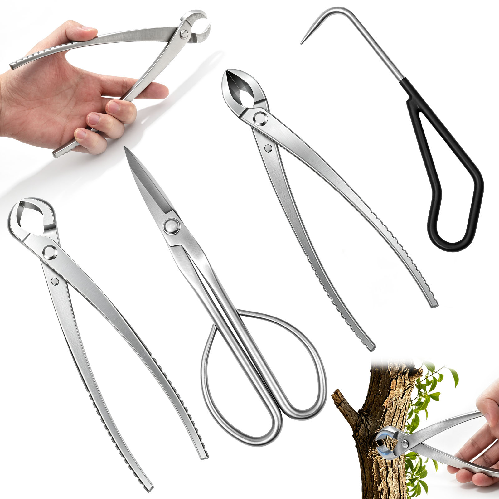 Bonsai Garden Tools - 3/4Pcs Stainless Steel Garden Bonsai Tools