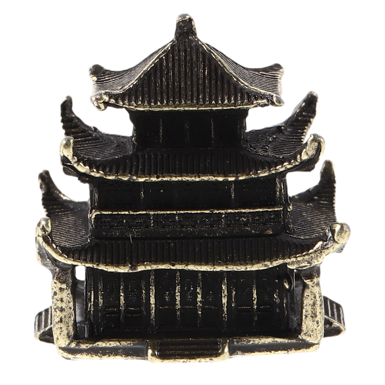 Mini Bonsai Zen Garden - Mini Brass Pagoda Ancient Pavilion Sculpture