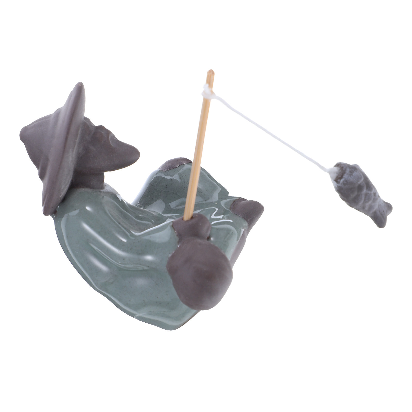 Bonsai Tree Miniature Zen Garden - Lightweight Ceramic Fisherman Sculpture for Miniature