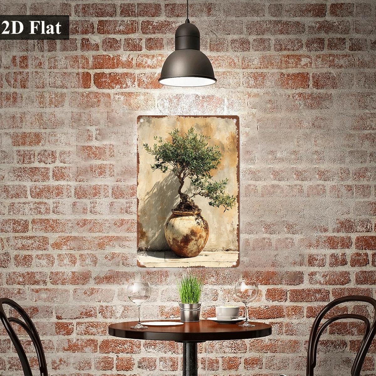 Vintage Metal Tin Sign Potted  - Bonsai Garden Art recension och pris