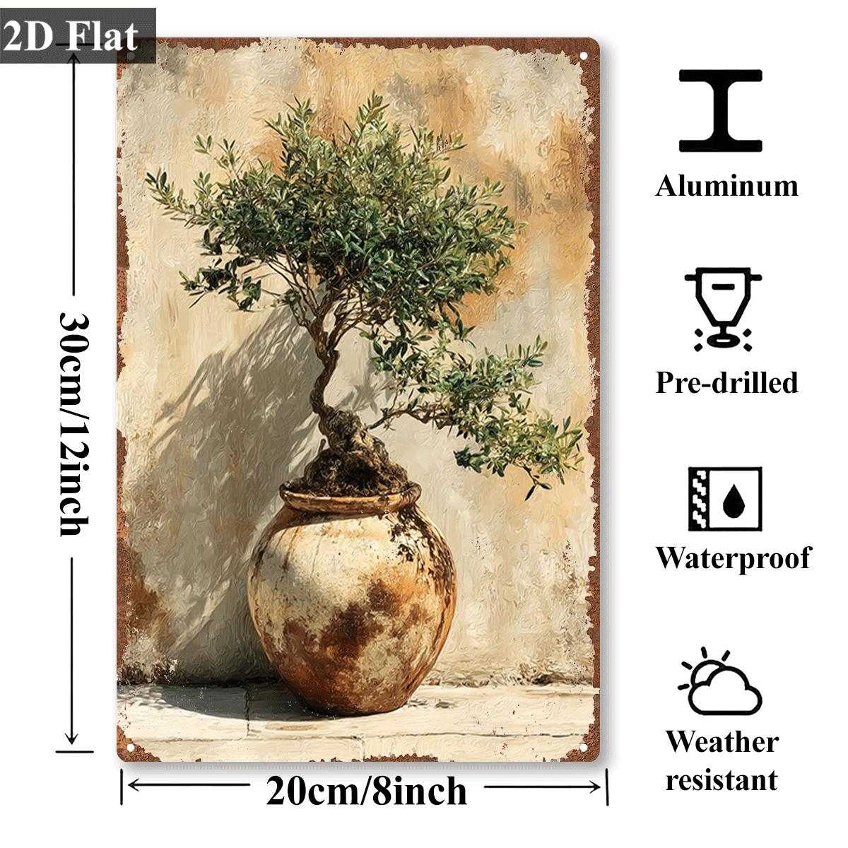 Vintage Metal Tin Sign Potted  - Bonsai Garden Art recension och pris