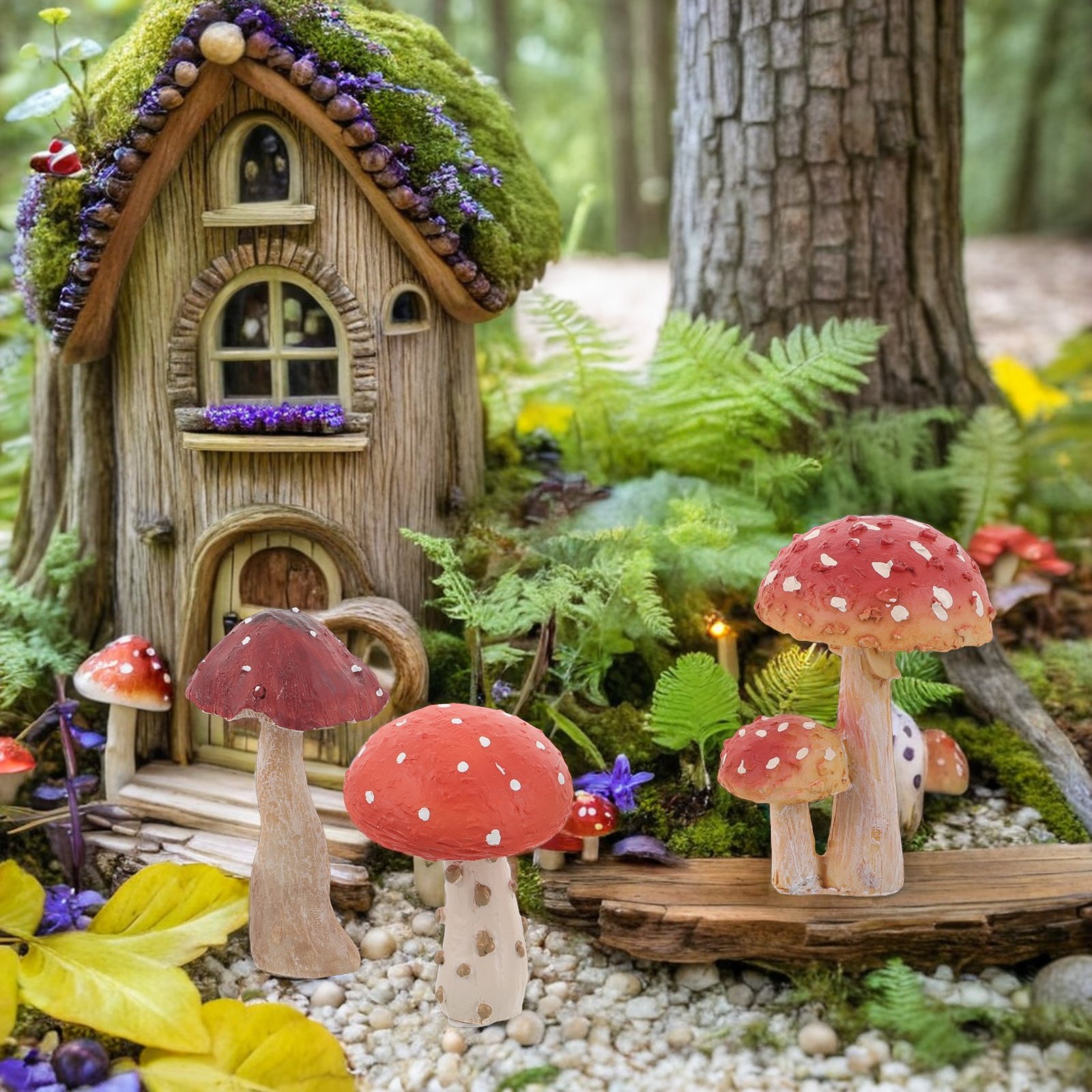 3Pcs Resin Mushroom Garden Sta - Bonsai Garden Set Up recension och pris