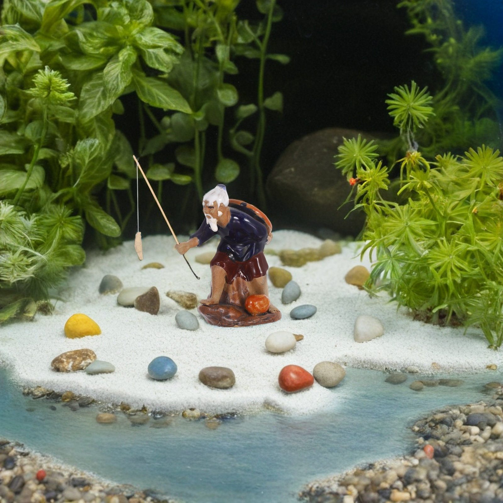 2Pcs Mini Fisherman Ceramic Bo - Mini Bonsai Zen Garden recension och pris