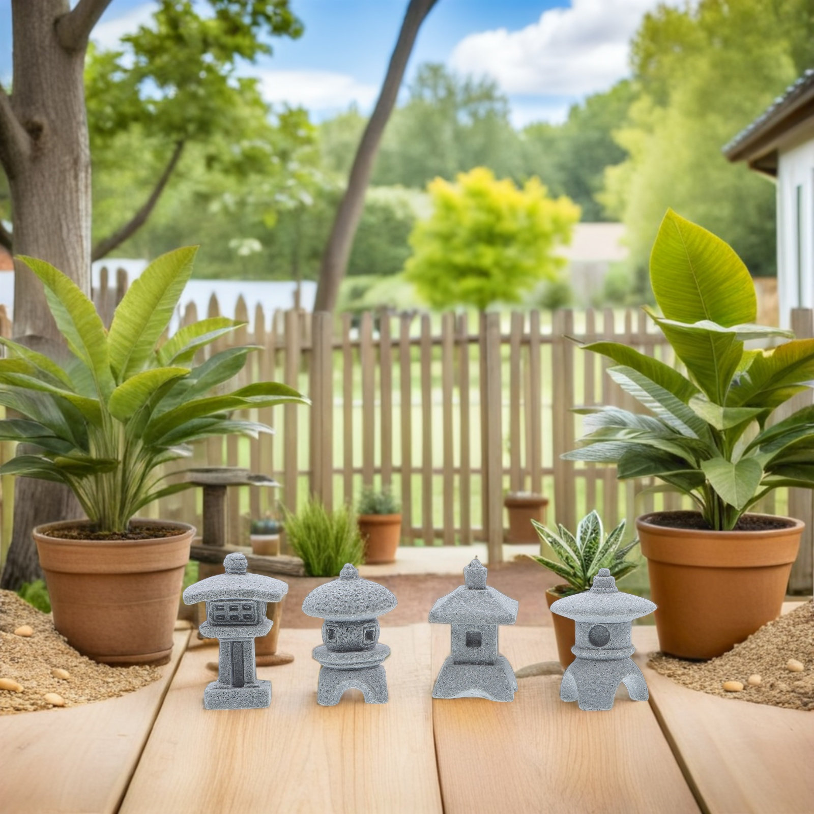 4Pcs Mini Pavilion Sculpture R - Mini Bonsai Zen Garden recension och pris