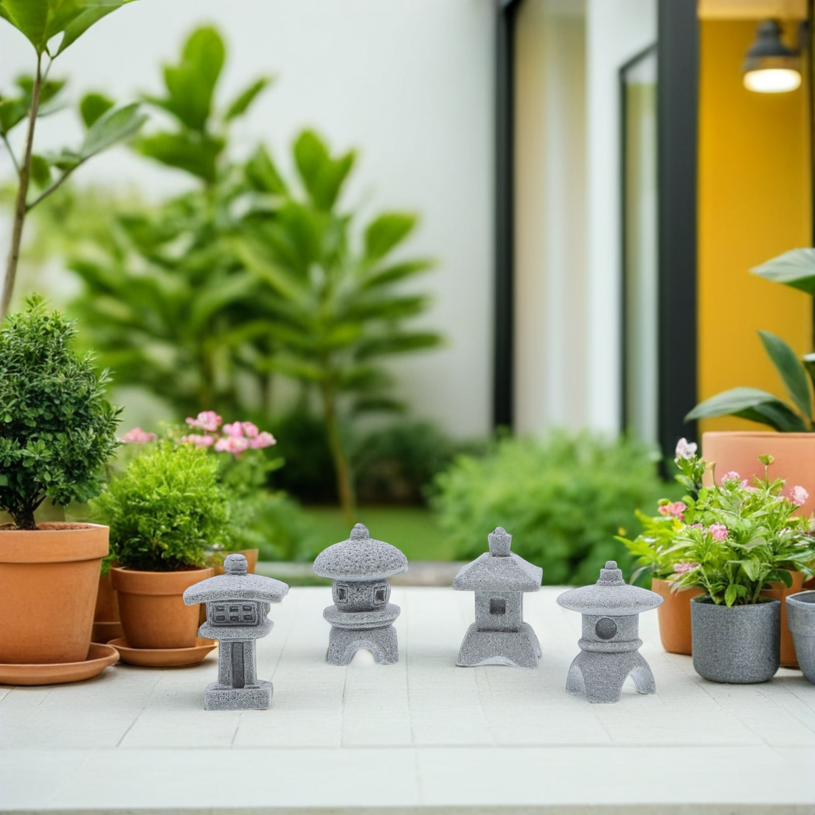 4Pcs Mini Pavilion Sculpture R - Mini Bonsai Zen Garden recension och pris