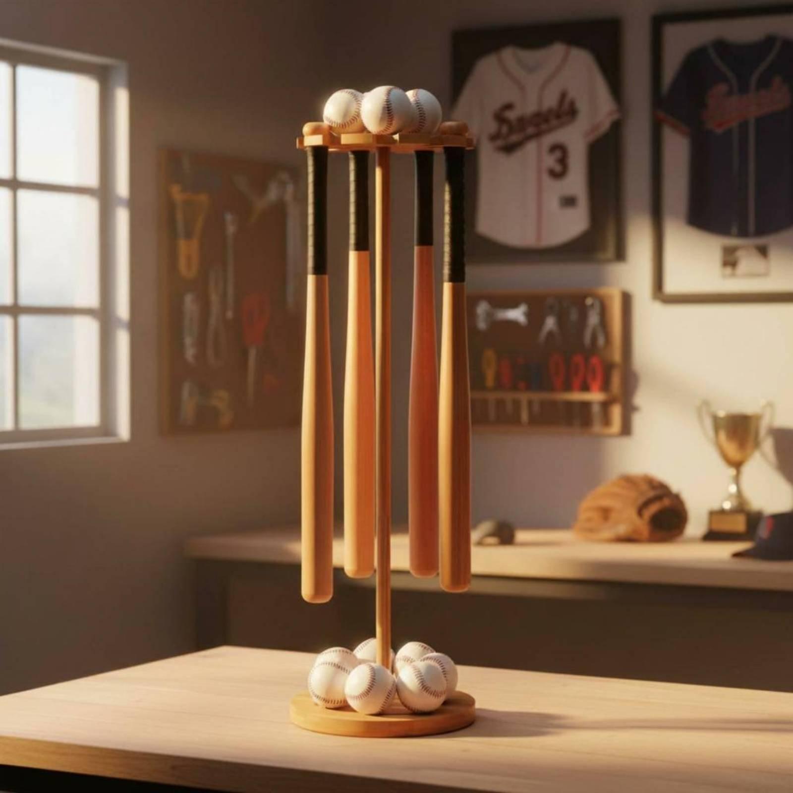 Baseball Sports Equipment Disp - Display Stand Wood recension och pris